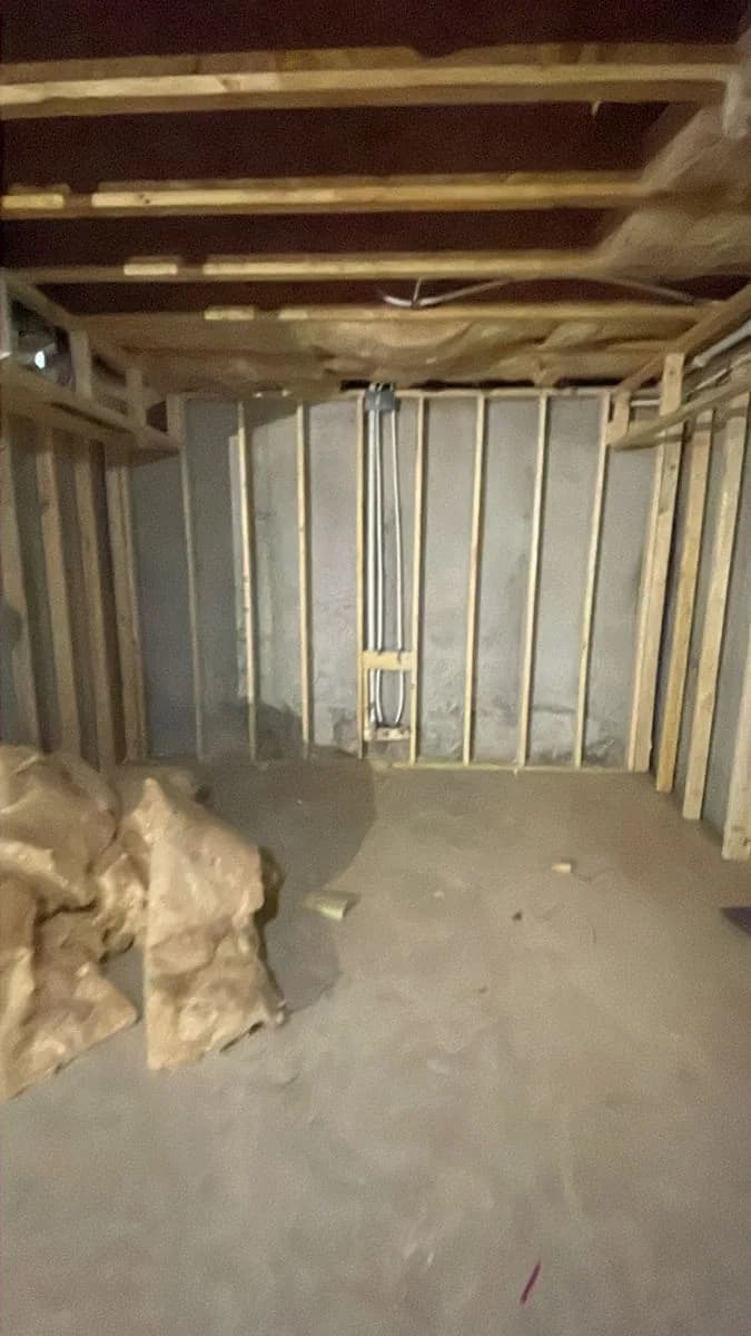 Unfinished Burnaby basement with exposed framing before renovation