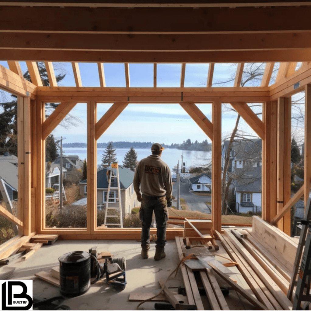 Builder overlooking a construction site