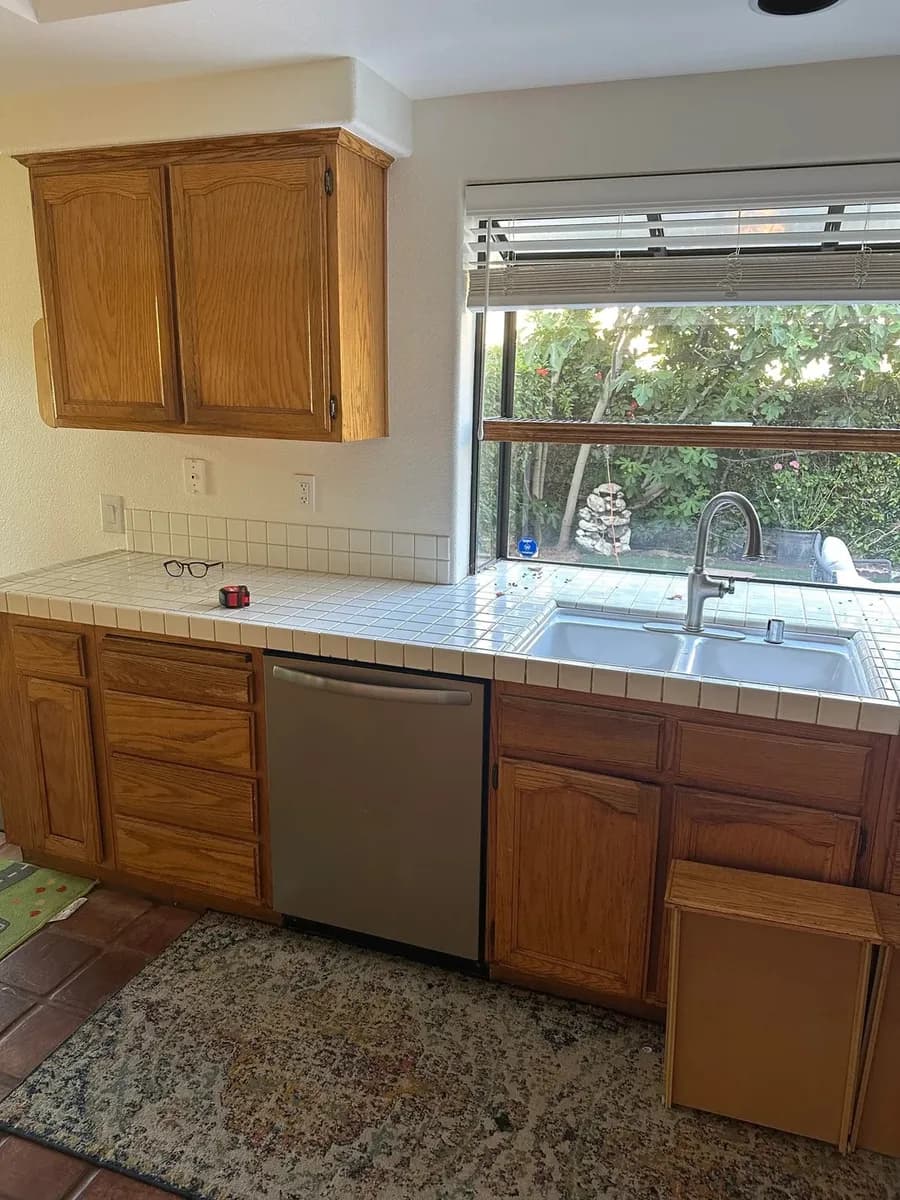 Kitchen sink wall before renovation