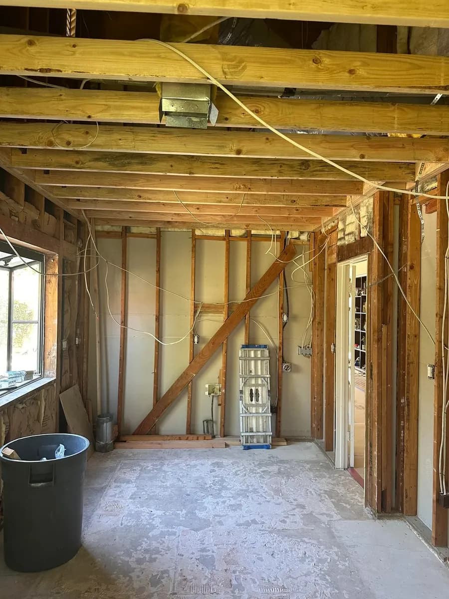 Framing and mechanical rough-in during the kitchen renovation